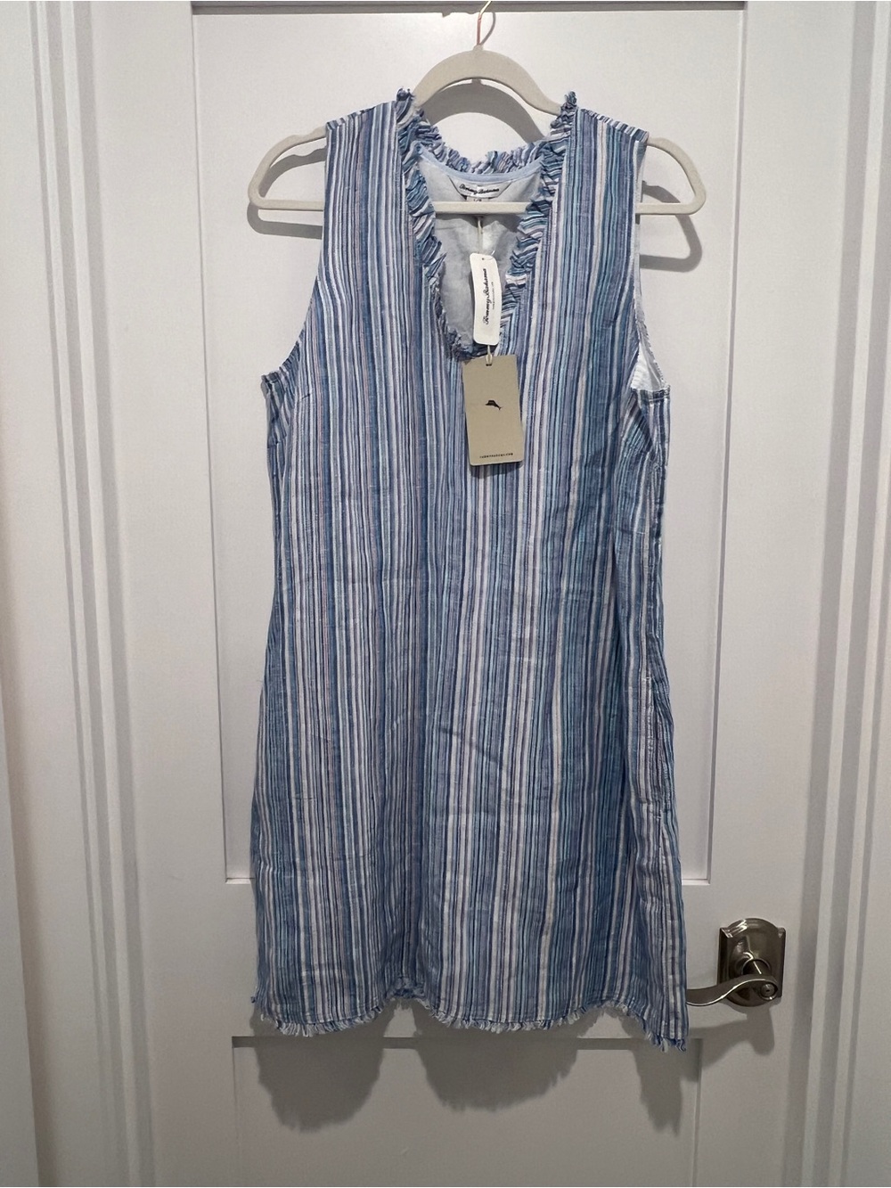 Tommy Bahama Blue and White Striped Sleeveless  Dress